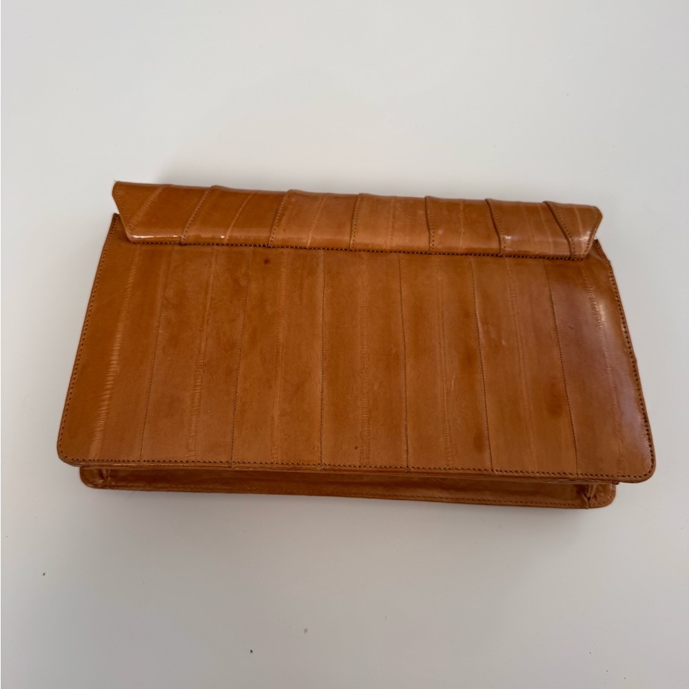 Vintage Tan Eel Skin Convertible Clutch Crossbody Bag - Picture 2 of 5